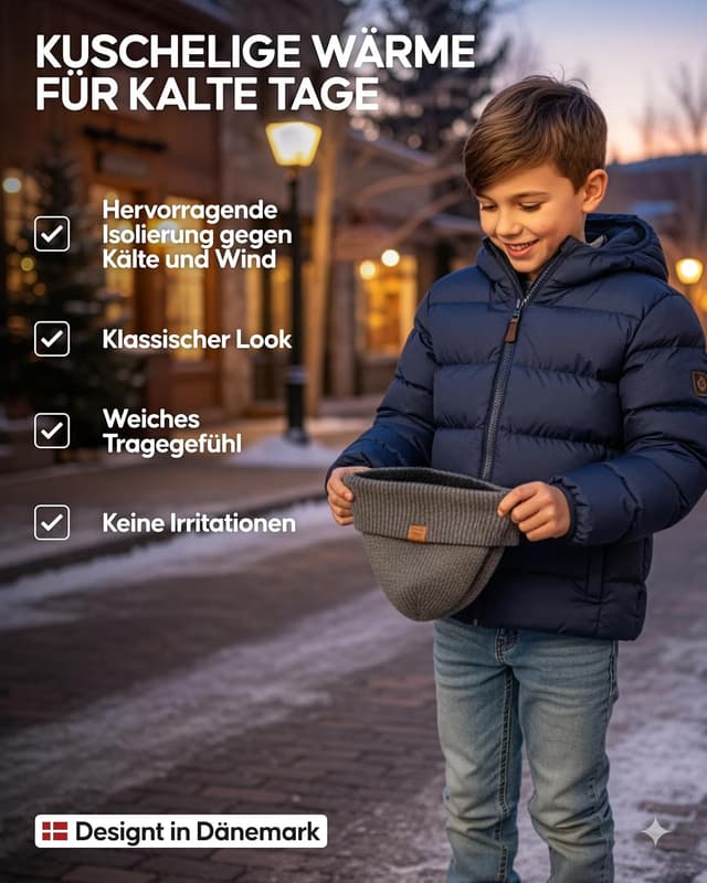 Detalle de DANISH ENDURANCE Merino Kindermütze mit Fleece Beanie Kinder