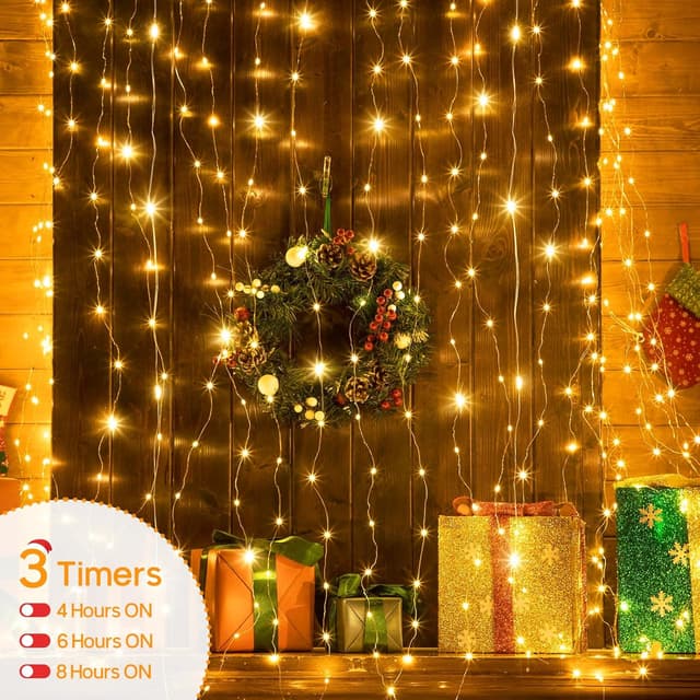 Thumbnail 6 de A.bigwhale Lichtervorhang für innen 3x3 m mit 300 LEDs, dimmbar, 12 Modi, Timer & Fernbedienung