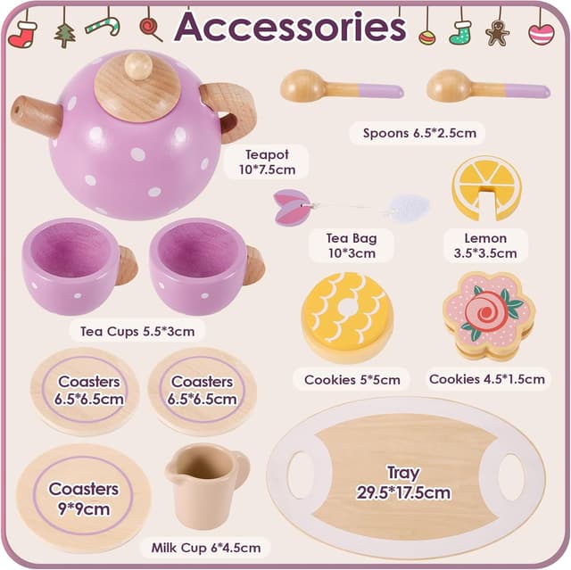 Thumbnail 4 de AOLEVA Wooden Tea Set for Toddlers 3–5