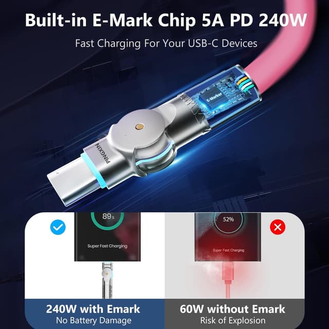 Thumbnail 2 de USB-C to USB-C Cable 10ft 240W 2-Pack for USB-C Devices