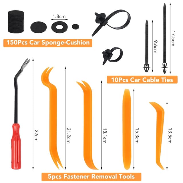 Detalle de DUBULL 1365-piece car trim clips set with nylon push fasteners and trim removal tool kit