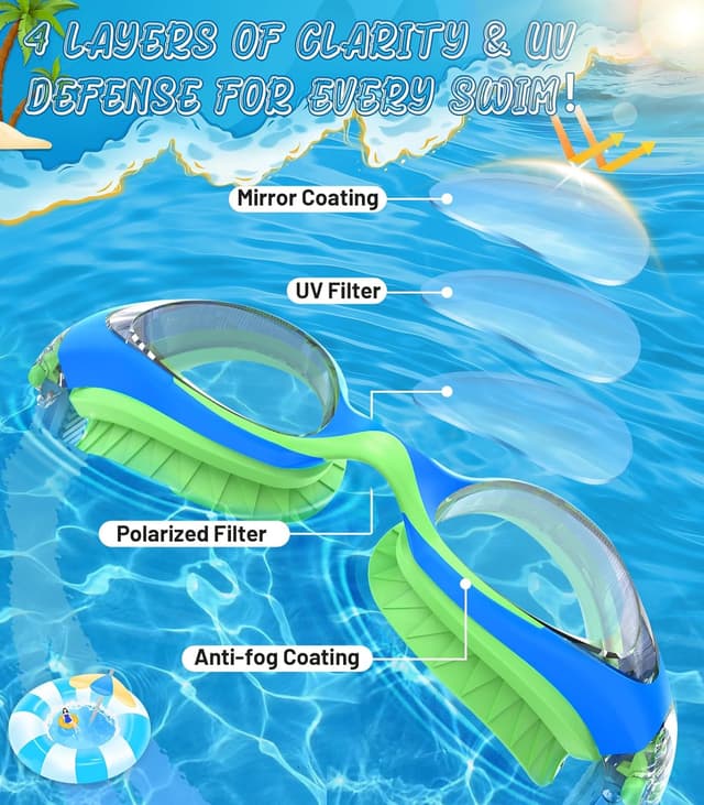 Detalle de HIGAHY Schwimmbrille Kinder (6–14 Jahre) mit UV-Schutz und Anti-Beschlag – für Jungen und Mädchen