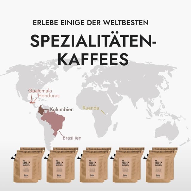 Detalle de Kaffee Geschenk Set zum Geburtstag – 10 Single-Estate Spezialitäten & Bio-Kaffees aus aller Welt