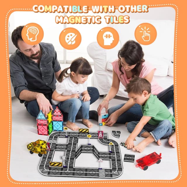 Detalle 2 de Magnet A Magnetic Tiles Road Set for Kids 🎲