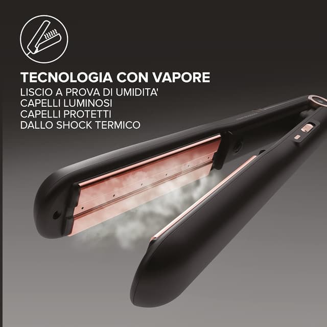 Detalle de Bellissima Imetec My Pro Steam B28 piastra professionale a vapore con rivestimento in ceramica