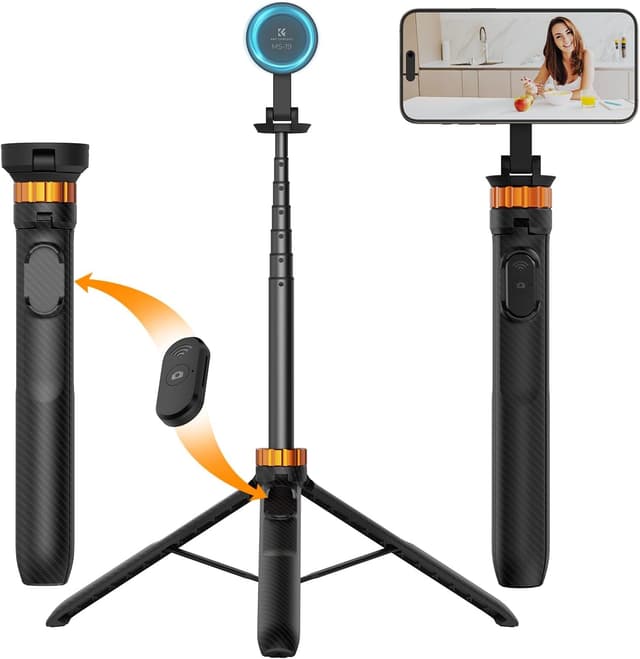 Detalle de K&F CONCEPT 63" Phone Selfie Stick Tripod with Remote 🎥