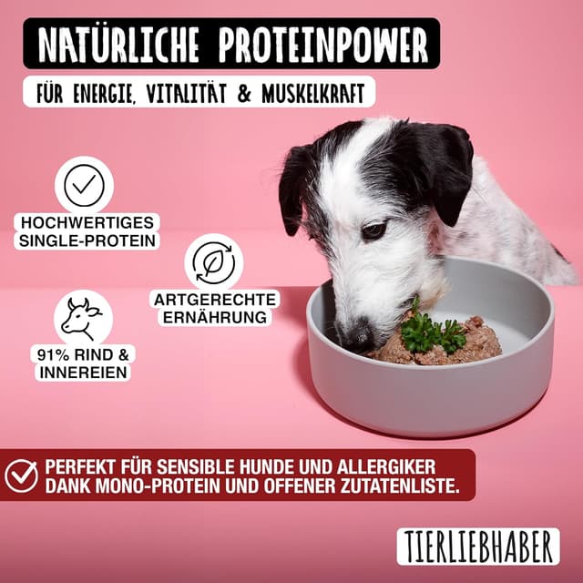 Detalle 2 de TIERLIEBHABER Hundefutter Nass 400 g (6×) mit Rind und Gemüse – von Tierärzten entwickelt