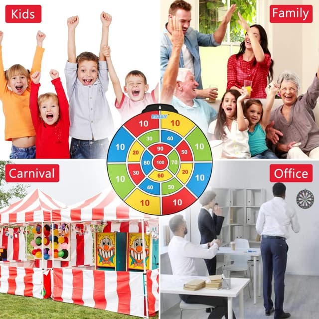 Detalle de Esjay 18 inch Magnetic Dart Board Set – safe magnetic darts game for kids (12 darts, double-sided)