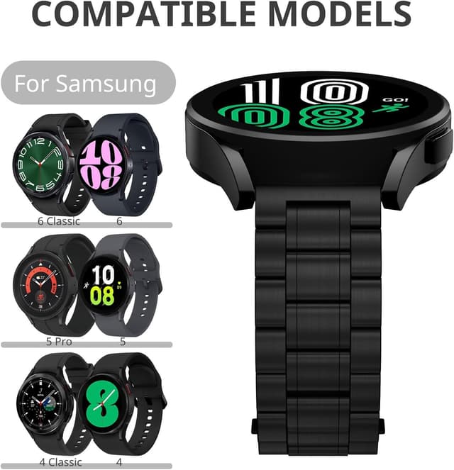 Detalle de Suuira cinturino in acciaio inox per Samsung Galaxy Watch 6/5/4 e Classic (40/44/43/47/45/46/42 mm) con strumento incluso