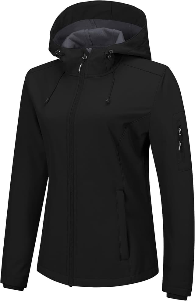 Detalle de Outdoor Ventures Damen Softshelljacke wasserdicht & atmungsaktiv mit Kapuze – Übergangsjacke und Regenjacke