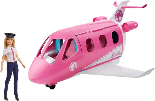 Thumbnail 6 de Barbie Flugzeug Dream Plane (GDG76) – Spielzeug-Flieger in Rosa, ohne Puppe, mit beweglichen Rädern und 15 Zubehörteilen