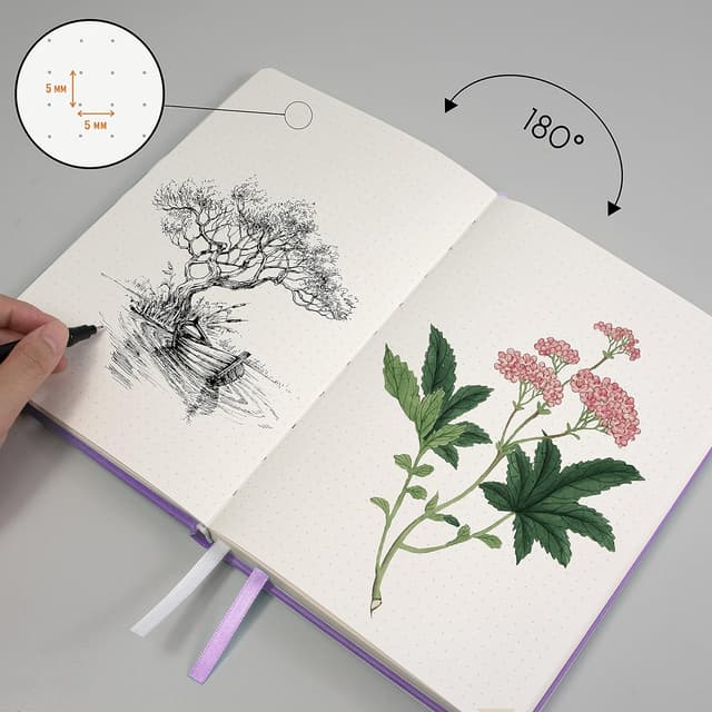 Detalle de STATIONERY ISLAND Bullet Dotted Journal A5 – gepunktetes Hardcover-Notizbuch mit 180 Seiten