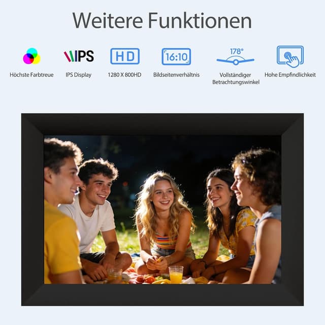 Detalle de Frameo Digitaler Bilderrahmen WLAN 10,1 Zoll (1280×800, IPS Touch) mit 32 GB