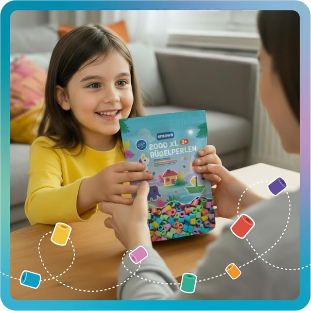 Thumbnail 6 de Smowo Große 10mm Bügelperlen (2000 Stück) mit 6 Pastellfarben – XL Steckperlen für Kinder ab 3 Jahren