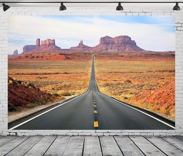 Detalle de CORFOTO 7x5ft Red Rock Canyon Road Photo Backdrop (Route 66 style)