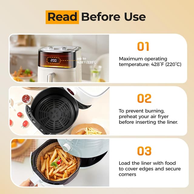 Thumbnail 5 de Air Fryer Liners for Ninja (205 PCS) — 8-Inch Round Disposable Parchment Liners, Oil-Proof & Non-Stick