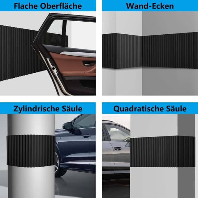 Detalle 2 de Spurtar Garagen-Wandschutz & Kantenschutz selbstklebend (Wandschutzfolie) für Tür- und Wandkanten, Schwarz – 2 m x 20 cm x 1,5 cm