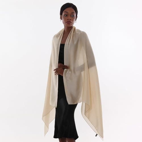 Detalle de PIOYMEYA chal para mujer de fiesta en poliéster ligero (180 x 90 cm) estilo pashmina para boda