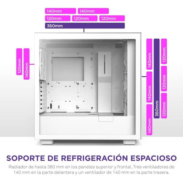 Thumbnail 2 de NZXT H7 Elite RGB 2023 caja blanca con cristal templado