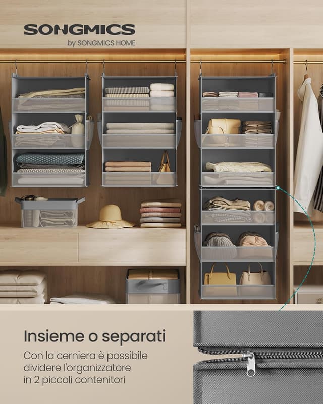 Detalle 2 de SONGMICS RCH008G01 organizer armadio da appendere 2 set