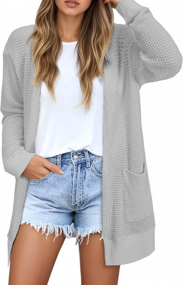 Detalle de GLEENOD Strickjacke Cardigan Damen mit Taschen