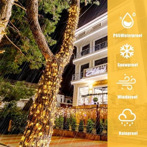 Detalle de Tacobey Guirnalda de luces exterior solar 20 m con 200 LED, 8 modos e IP65