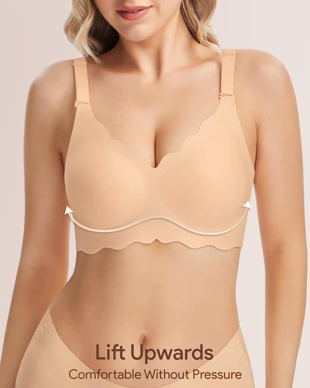 Detalle de Angelhood Seamless Jelly Push Up Wireless Bra (V-Neck, No Underwire)