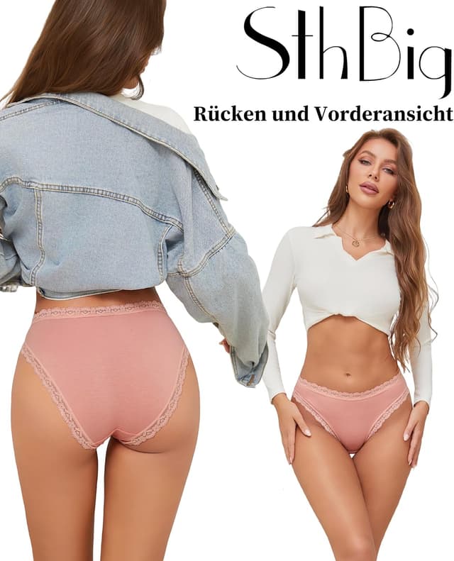 Detalle 2 de Baumwoll Spitzen Slips Damen Set 6er