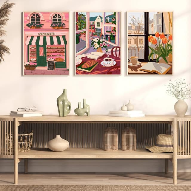 Detalle 2 de 6 Pack Adults Paint by Numbers Kit (Unframed) – Coffee DIY Acrylic Oil Painting Sets on Canvas