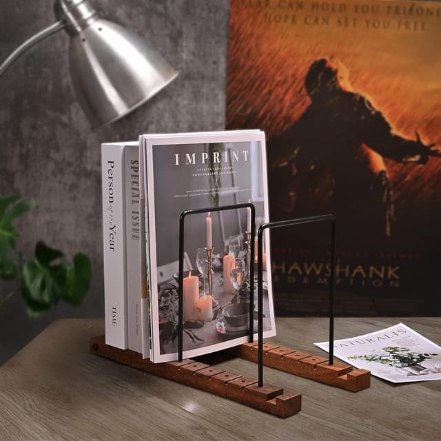 Thumbnail 6 de Yorkmills solid wood vinyl record storage stand for up to 50 LPs (with adjustable stainless-steel storage boxes)