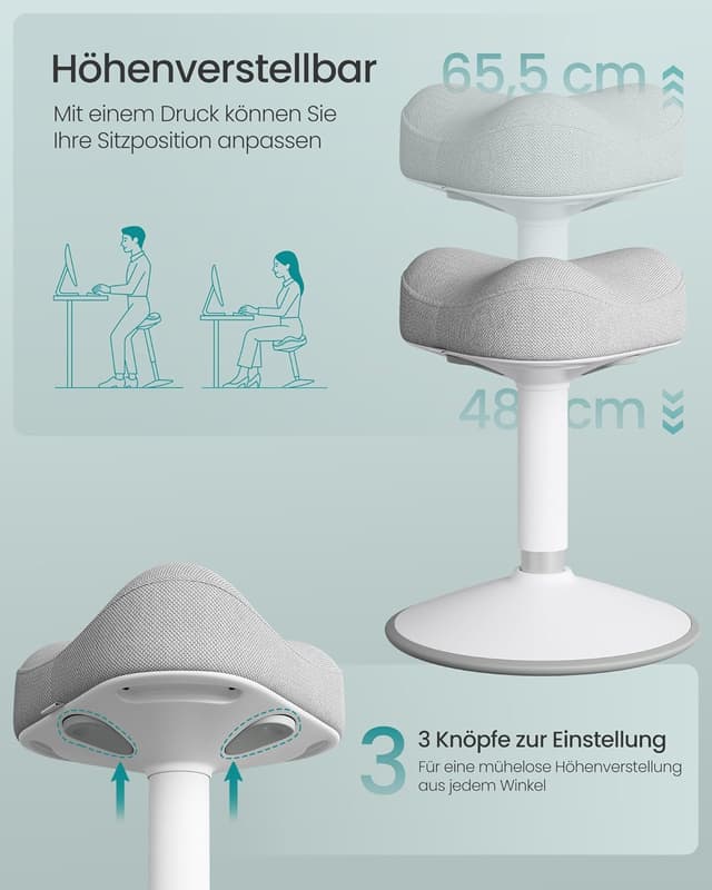 Detalle 1 de Höhenverstellbarer SONGMICS Stehhocker 48-65,5 cm