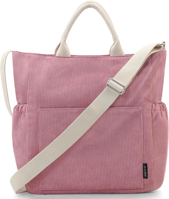Thumbnail 6 de Prite corduroy tote bag with zip, large capacity shoulder bag with adjustable strap and pockets