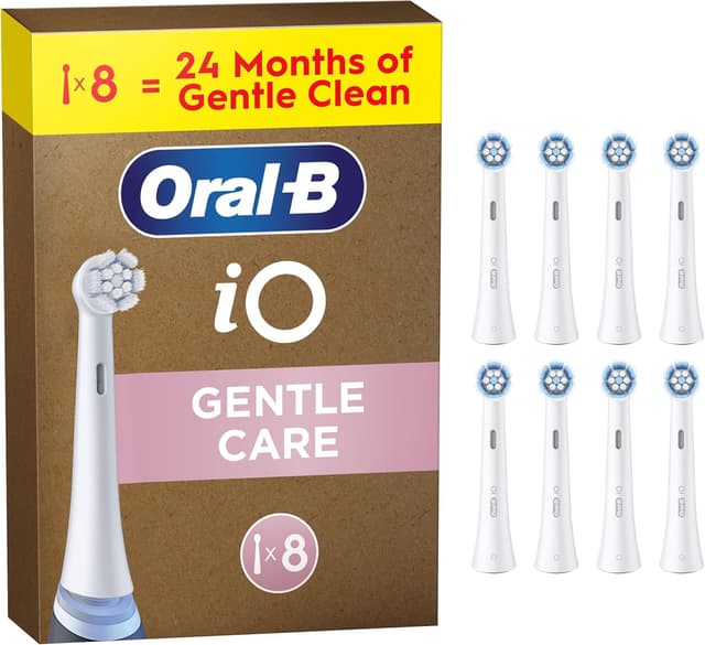 Detalle de Oral-B iO Gentle Care Original replacement brush heads (pack of 8) with extra soft bristles