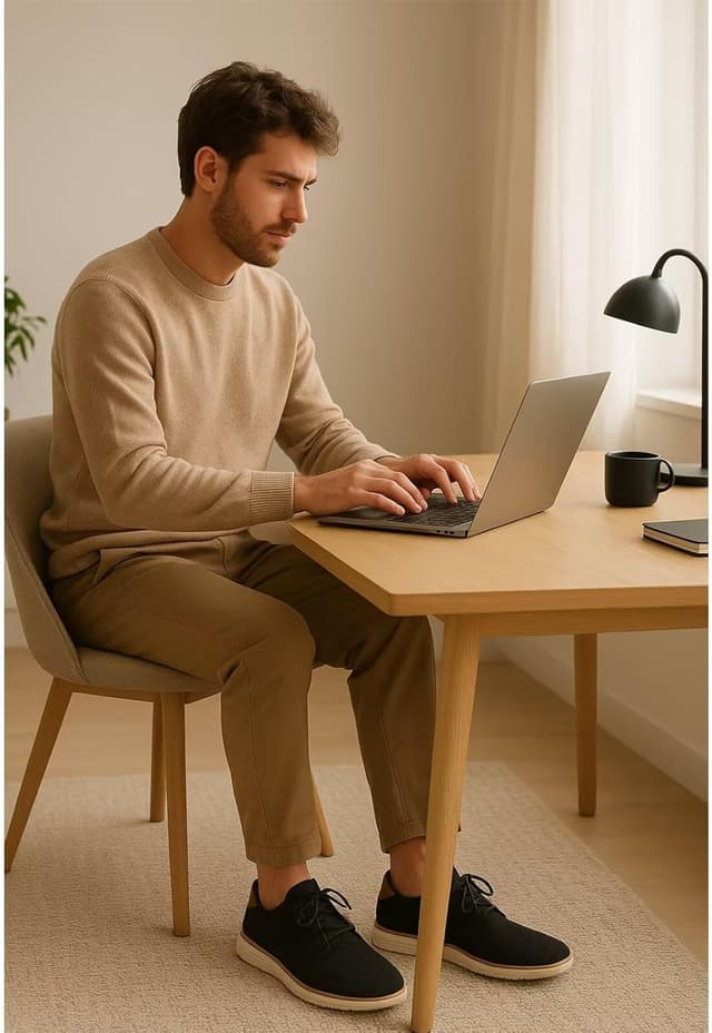 Detalle de SHULOOK Herren atmungsaktive gestrickte Sneaker-Schuhe mit Schnürung (Memory-Foam-Einlegesohle)