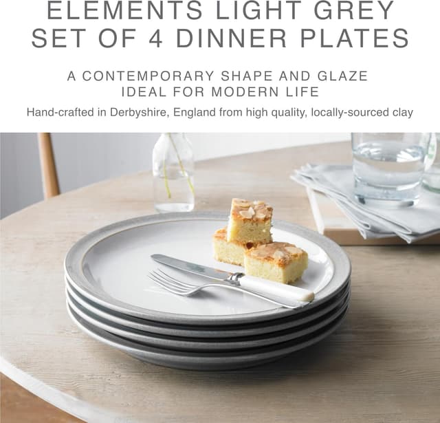 Thumbnail 1 de Denby Elements Light Grey Dinner Plates 26.5cm 🍽
