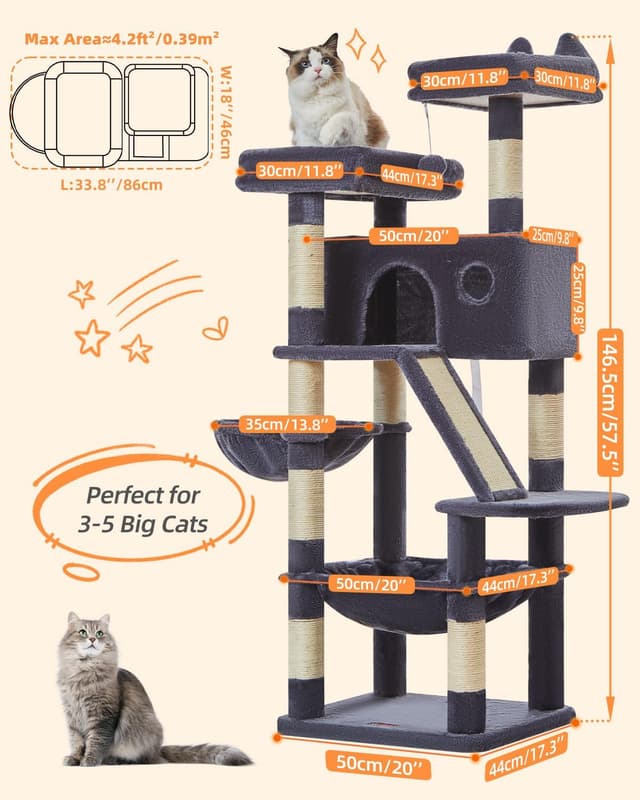 Detalle de Taoqimiao Kratzbaum Groß 146 cm