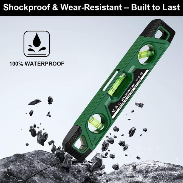 Detalle 2 de Niveau à bulle magnétique Flintronic 230 mm avec 3 fioles (180°/90°/45°) en aluminium