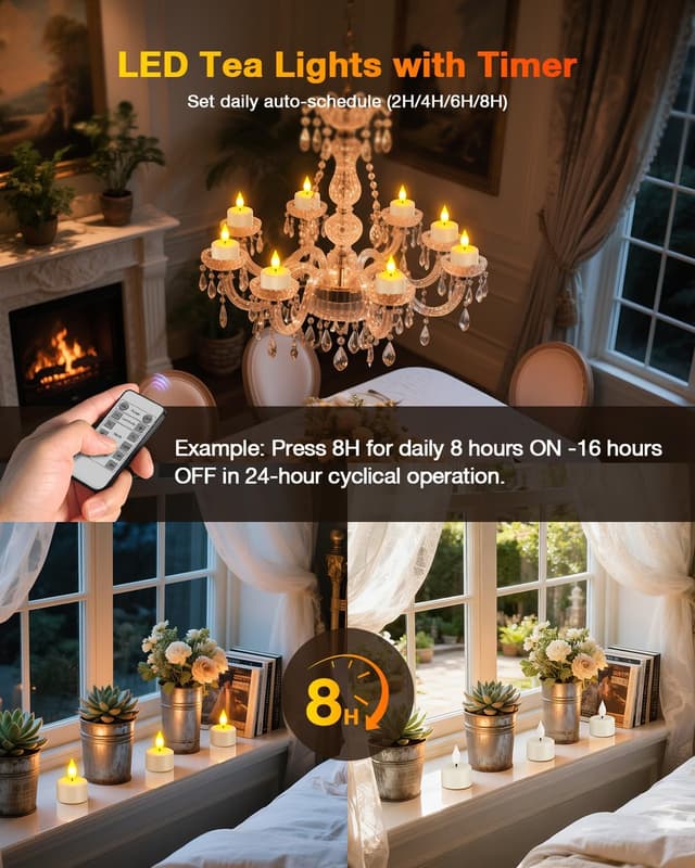 Detalle 2 de Yme 12er LED Teelichter mit Timer 🕯