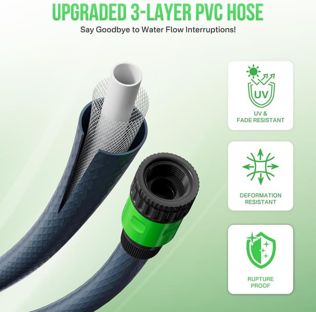 Detalle de Mixwise Retractable Garden Hose Reel (1/2 in x 30m + 2m) with 180° Swivel Bracket & 10-Pattern Nozzle