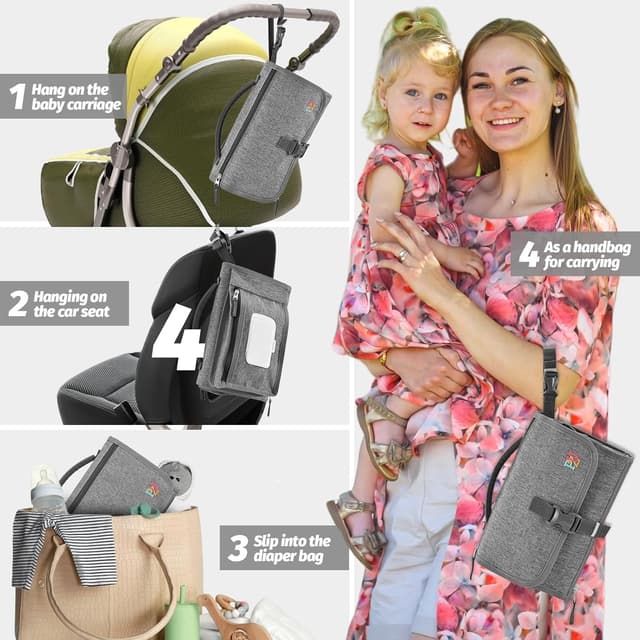 Thumbnail 5 de Portable Baby Changing Mat with Wipe-Pocket and Head Cushion