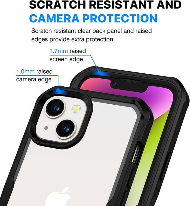 Detalle 2 de CENHUFO iPhone 14/13 case with built-in privacy screen protector and camera lens protection (Black)