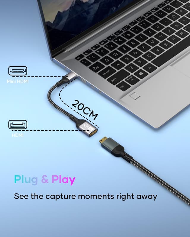 Detalle de layajia 8K Mini-HDMI-auf-HDMI-Adapter (8K@60Hz) mit bidirektionalem Signal für Kamera, Laptop, Tablet & Monitor