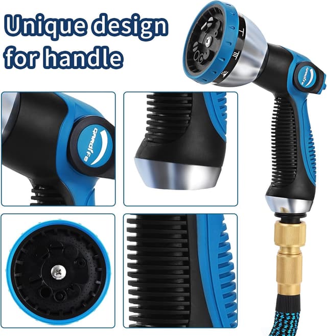 Detalle de GARDIFE Gartenschlauch 100FT/30M (3-fach erweiterbar) mit 10-Funktions-Sprühdüse und 3/4" Aluminiumzubehör