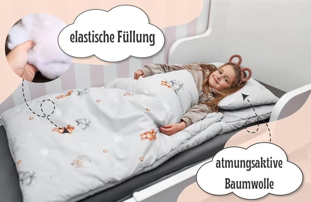 Detalle de Sacco a pelo per bambini con cuscino e cerniera 75x140 cm Orsetti