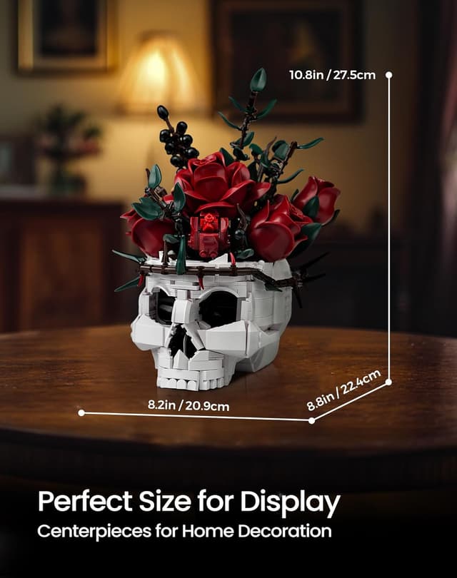 Thumbnail 4 de iATOM Skull Roses Building Set 10.8 in 💐