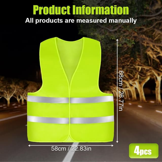 Detalle de AYBUY Warnwesten Auto grün – Sicherheitsweste mit 360° Reflektionsstreifen für Erwachsene & Kinder