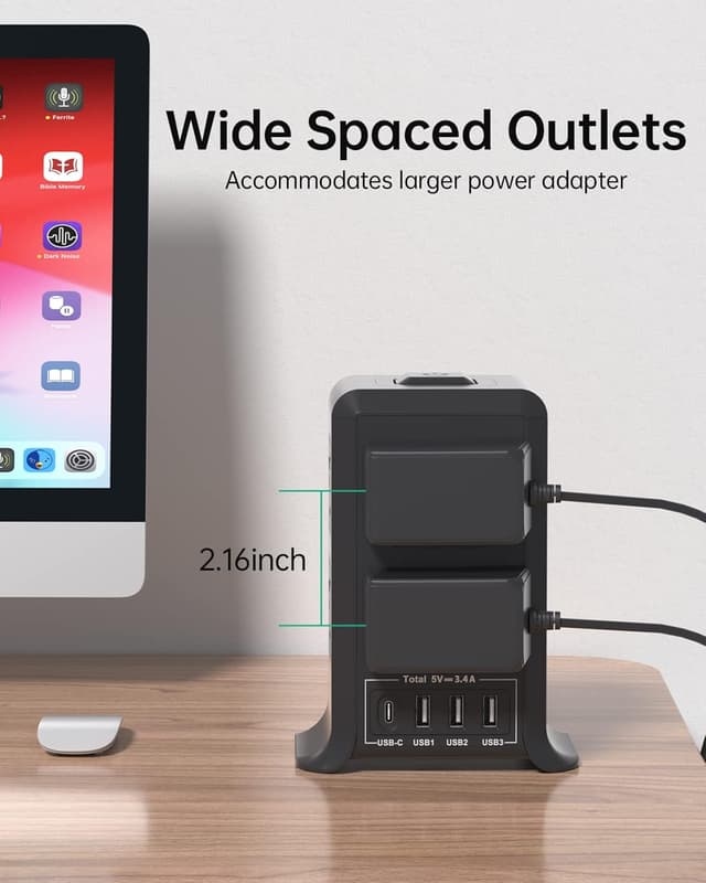 Thumbnail 5 de Tower Extension Lead 5m with 4 USB Ports and 8-Way Plug ๐