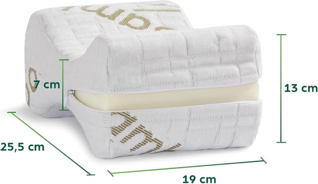 Detalle de Cuscino per gambe e ginocchia Flowen in memory foam e bambù, supporto ortopedico lombare sfoderabile
