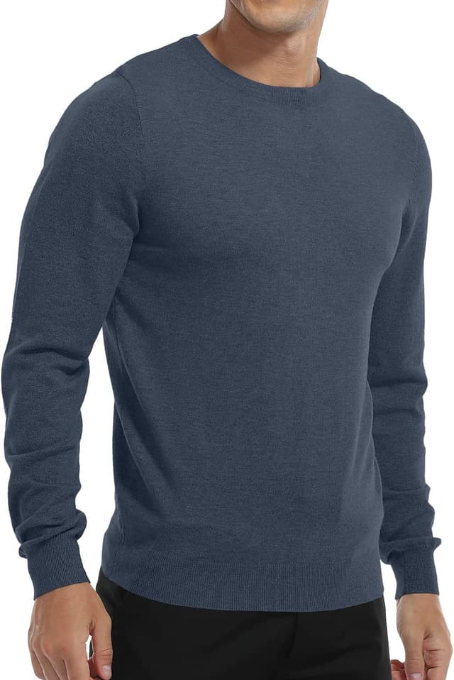 Detalle de MLANM Men’s Crew Neck Vintage Slim Sweatshirt Jumper (Long Sleeve Knitwear)