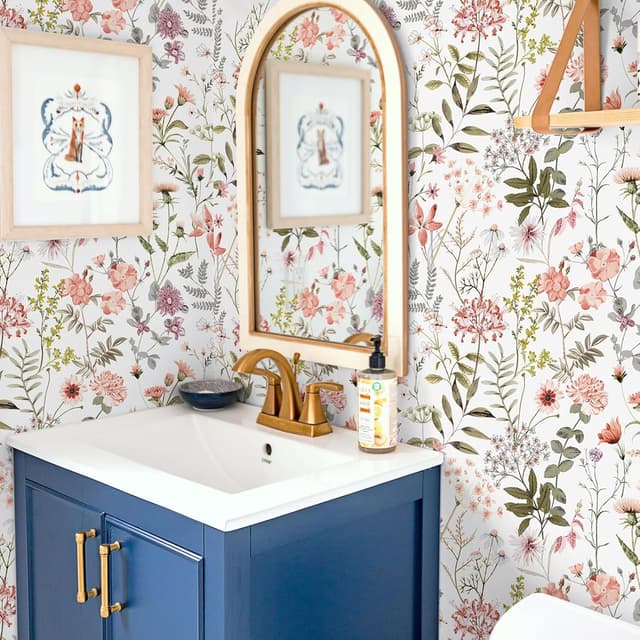 Thumbnail 2 de VEELIKE Vintage Peach Pink Floral Wallpaper 44.5×900 cm